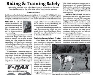 Endurance News article about training a horse for endurance compeition