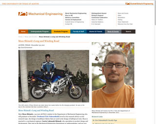 Mechanical Engineering story about a student injured in a motorcycle accident