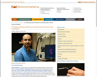Mechanical Engineering story about a laser surgery tool for vocal cord repair
